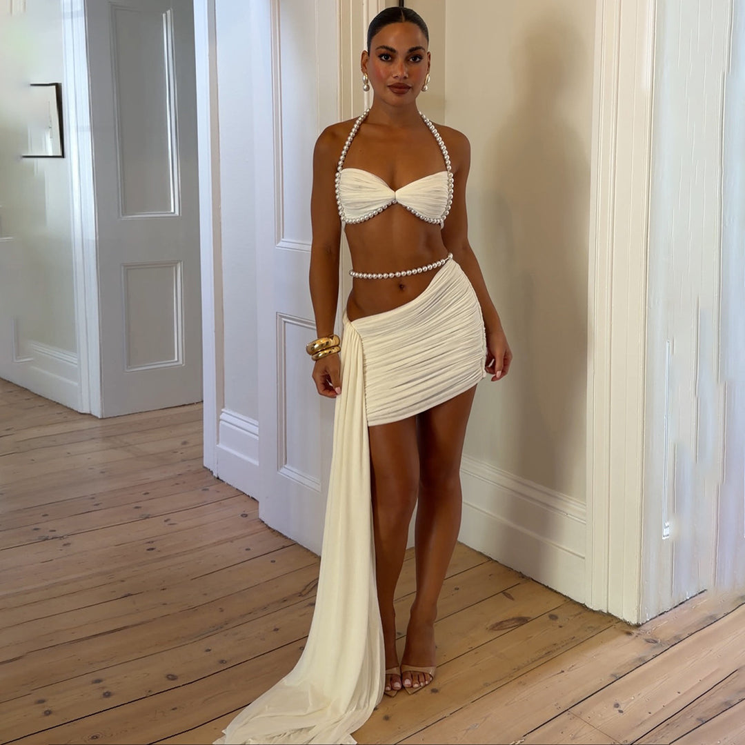 Damen Oberteil und Rock Set mit perlverziertem Design Echo Archiv
