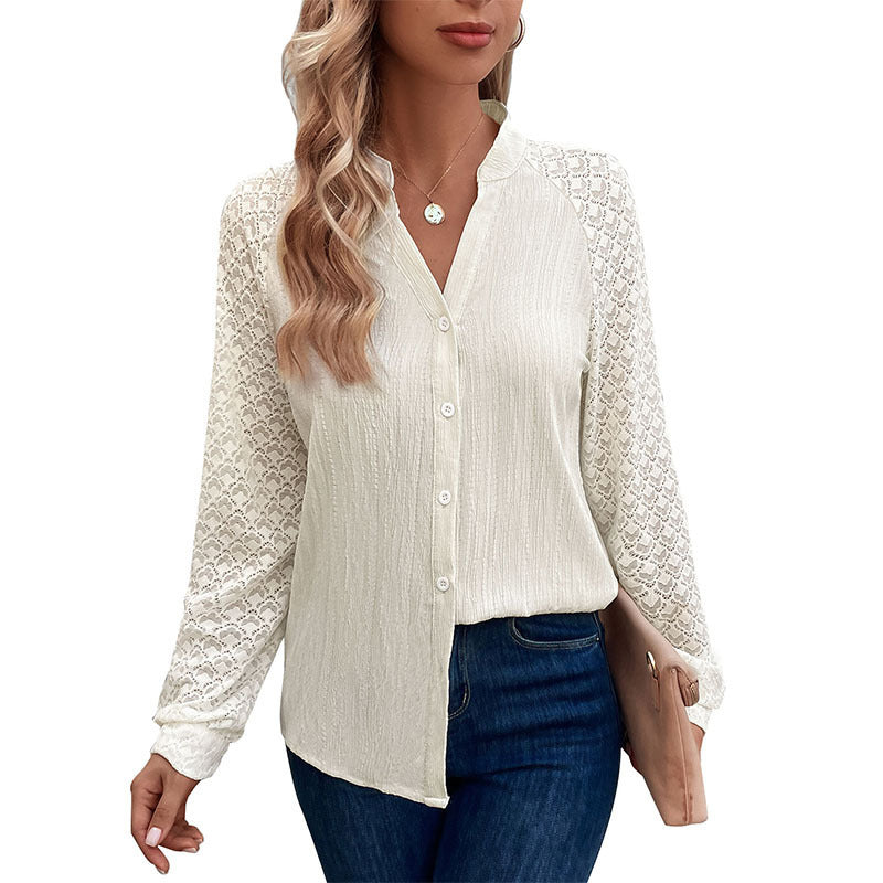 Damen Verspielte Bluse mit Spitzenärmeln Echo Archiv