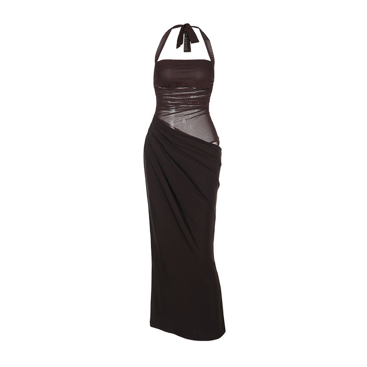Damen elegantes Wickelkleid mit schulterfreiem Design und fließendem Stoff Echo Archiv