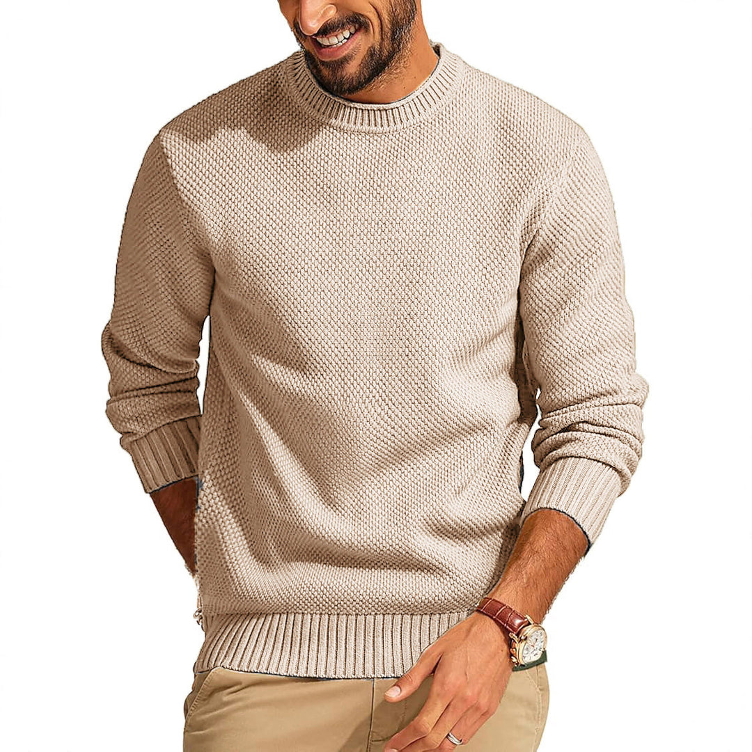 Herren Waffelstrick-Pullover mit Rundhalsausschnitt Echo Archiv