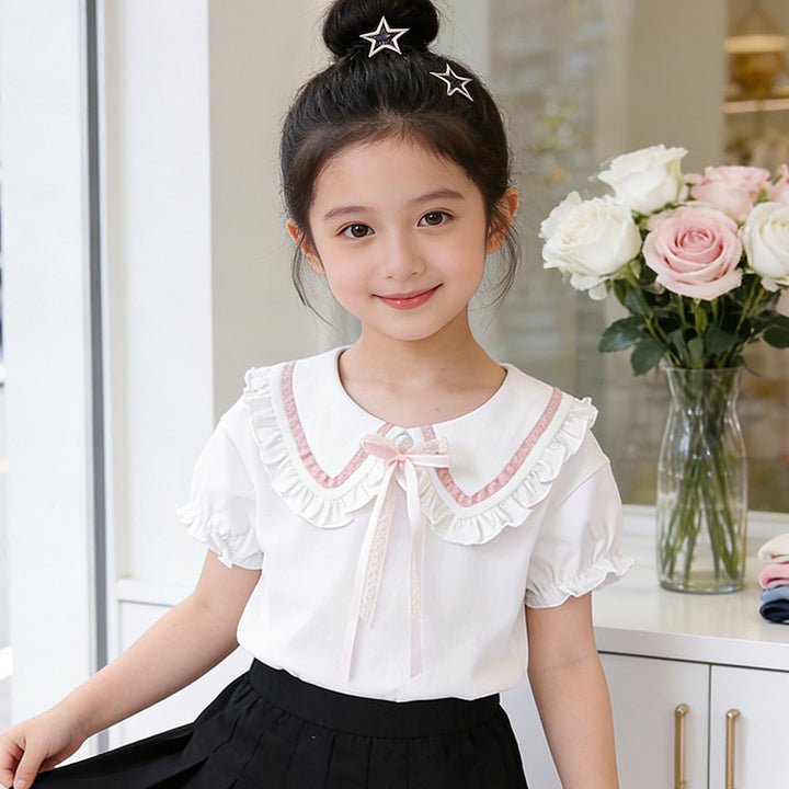 Mädchen Bluse mit Rüschendetails und dekorativem Kragen Echo Archiv