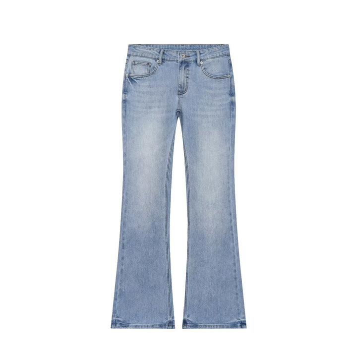 Damen Hochgeschnittene Schlaghose-Jeans mit dezenter Used-Waschung und Fünf-Taschen-Design Echo Archiv