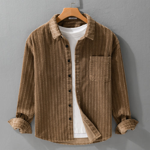 Herren Cord-Overshirt mit markanter Rippenstruktur und Brusttasche Echoarchiv