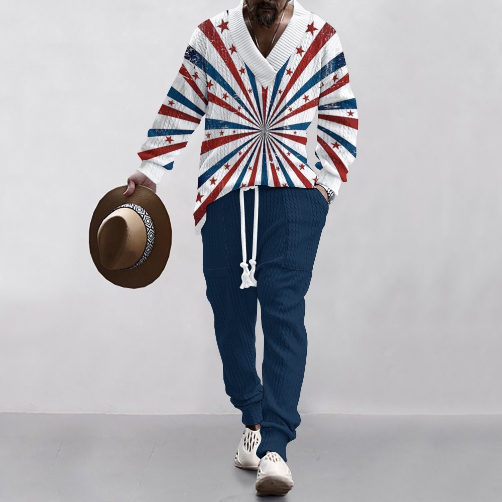 Herren lässiger Pullover mit farbenfrohem Sternen-Design und lockerer Passform Echoarchiv