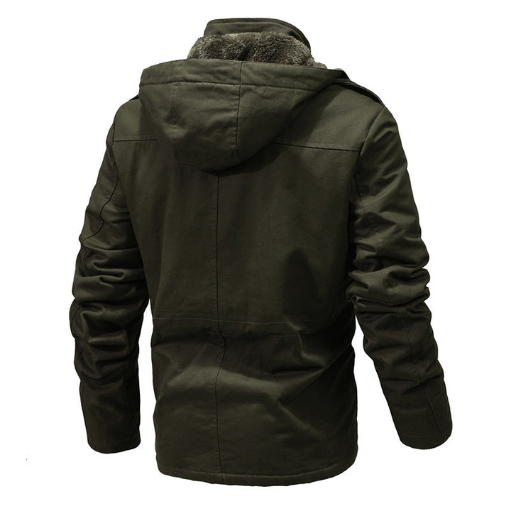 Herren Utility-Canvas-Parka mit Taillenzug, Cordkragen und Zip-Brusttasche Echoarchiv