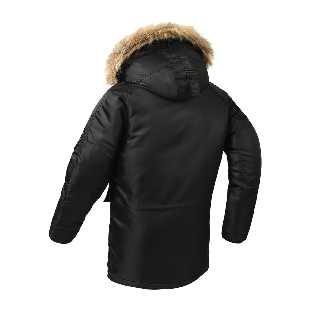 Herren langer thermoisolierter Parka mit Kunstfellkapuze und Utility‑Taschen Echo Archiv