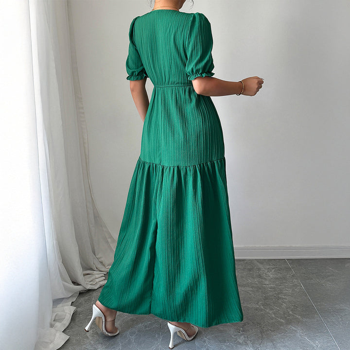 Damen Maxi-Jumpsuit mit gerafften Ärmeln und schwingendem Rock Echo Archiv