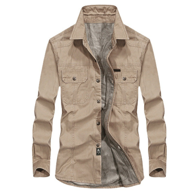 Herren Overshirt-Hemdjacke mit Sherpa-Innenfutter und Brustpattentaschen Echo Archiv