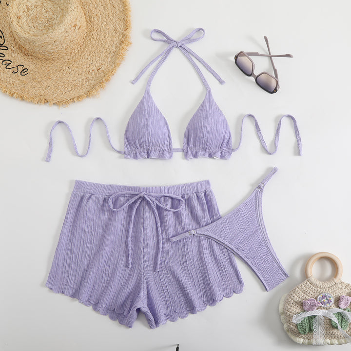 Damen Bikini-Set mit verstellbarem Halterneck und gesäumten Shorts Echo Archiv