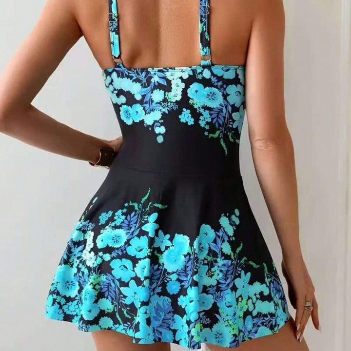Damen Einteiler Badeanzug mit floralem Wickeldesign Echo Archiv