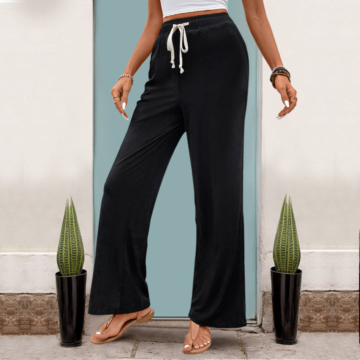 Damen Weite High-Waist Lounge-Hose mit Kordelzug und Eingrifftaschen Echoarchiv