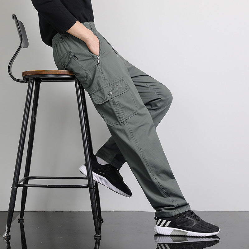 Herren Lockere Cargohose mit elastischem Bund, Multifach‑Taschen & geradem Bein Echo Archiv
