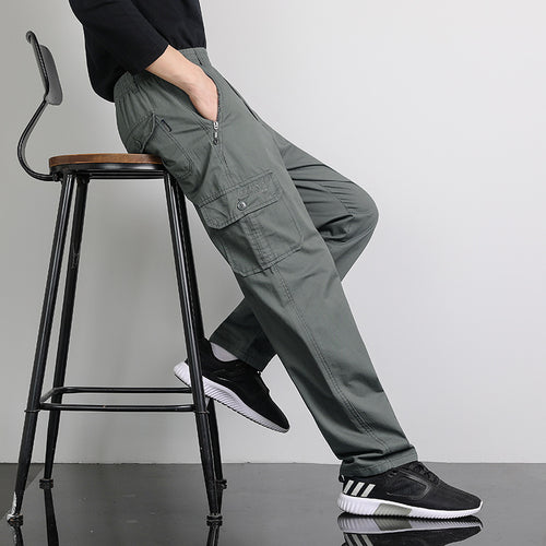 Herren Lockere Cargohose mit elastischem Bund, Multifach‑Taschen & geradem Bein Echo Archiv