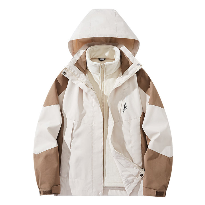 Herren Wasserabweisende zweilagige Trekkingjacke mit abnehmbarer Fleece-Innenjacke und Kapuze Echo Archiv