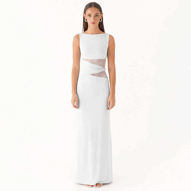 Damen Elegantes langes Kleid mit raffinierten Spitzendetails Echo Archiv