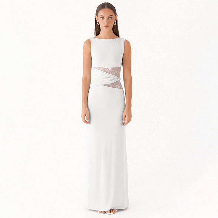 Damen Elegantes langes Kleid mit raffinierten Spitzendetails Echo Archiv