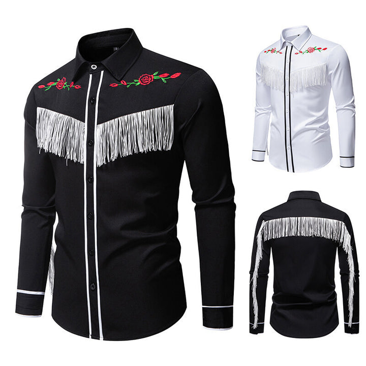 Herren elegante Westernbluse mit Fransen und bestickten Motiven Echoarchiv