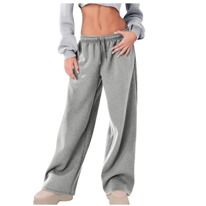 Damen weite High-Waist Relaxhose mit Kordelzug und verdeckten Seitentaschen – Avélisse