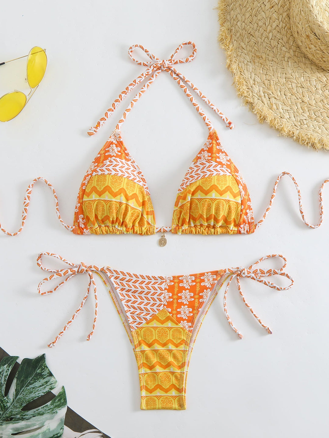 Damen Triangel-Bikini-Set mit verspieltem Blumenmuster Echoarchiv