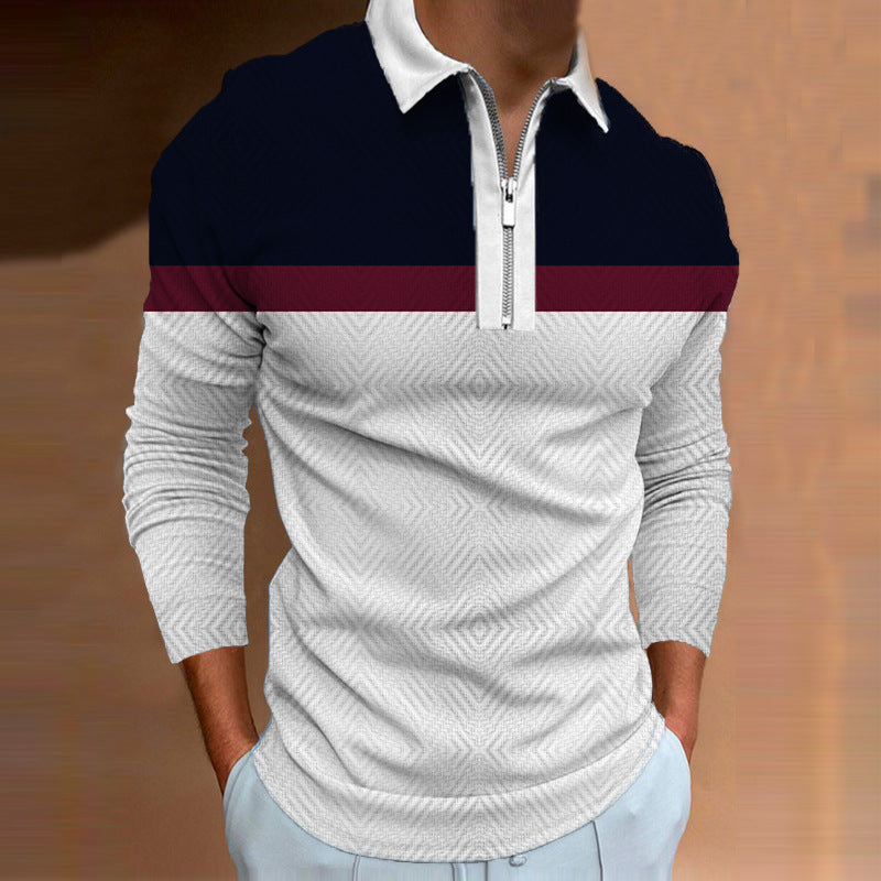 Herren Langarm Poloshirt mit sportlichem Reißverschluss und modernen Akzenten Echoarchiv