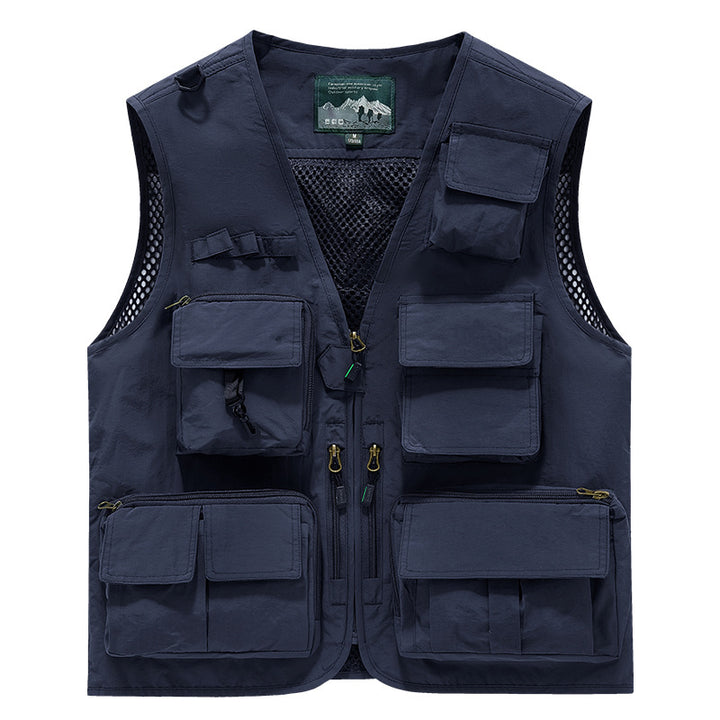 Herren Outdoor-Mehrfachtaschenweste im Anglerstil mit luftiger Mesh‑Rückenpartie und Schnellzugriffstaschen – Marzano