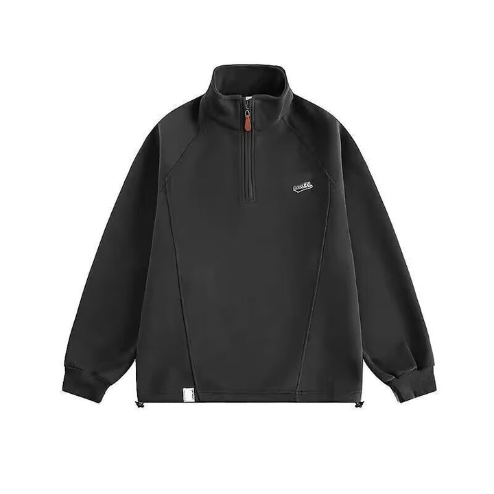 Herren leichter Stehkragen Fleece-Pullover mit halbem Reißverschluss Echoarchiv