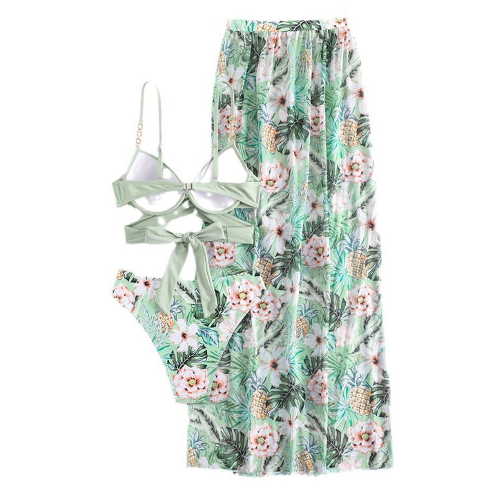 Damen Bikini-Set mit floralem Wickel-Oberteil und hochgeschnittenem Slip Echo Archiv