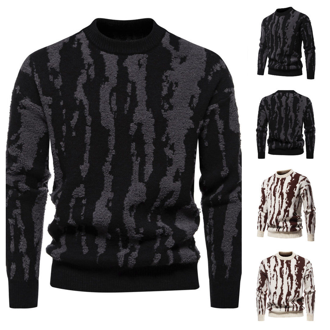 Herren Strickpullover mit modernem Zopfmuster und hohem Kragen Echoarchiv