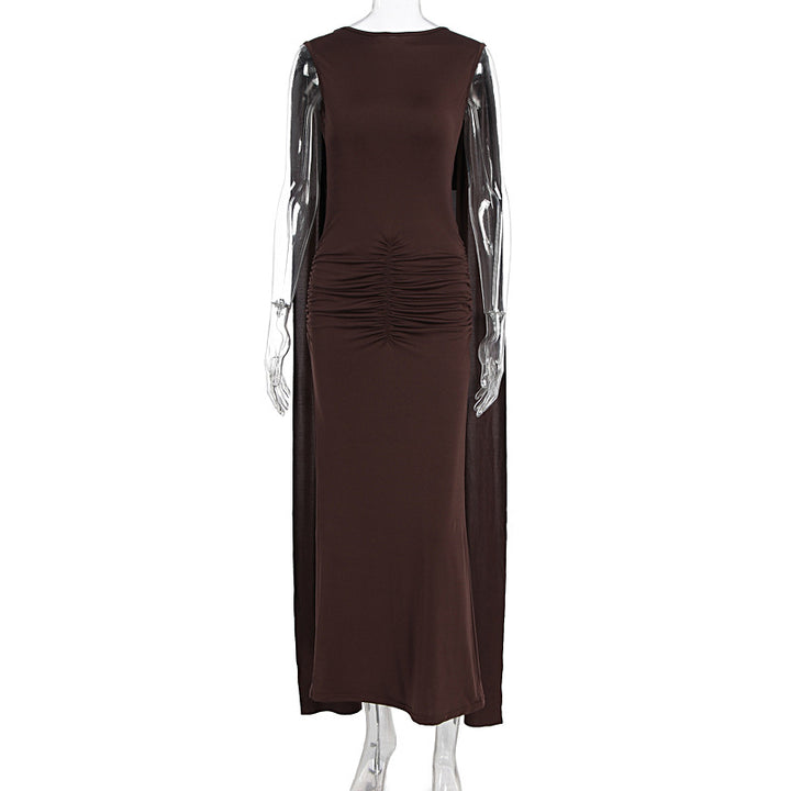 Damen Elegantes Maxikleid mit Raffungen und transparenten Ärmeln Echo Archiv
