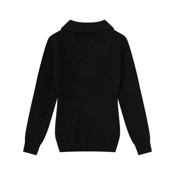 Damen Feinstrick-Pullover mit Schalkragen, V-Ausschnitt und Zierknöpfen Echoarchiv