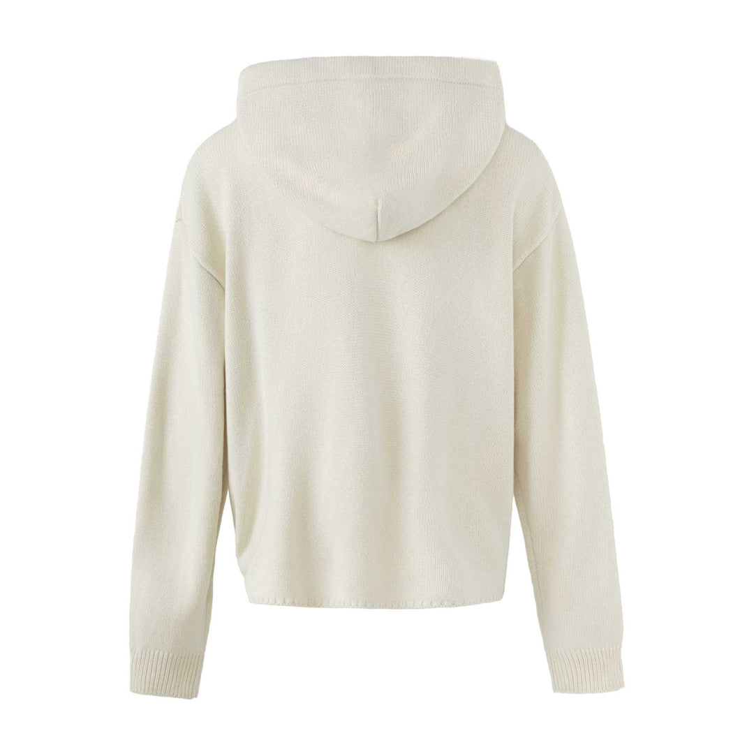 Damen Kapuzen-Strickjacke mit militärischen Zierknöpfen und Reißverschluss Echoarchiv