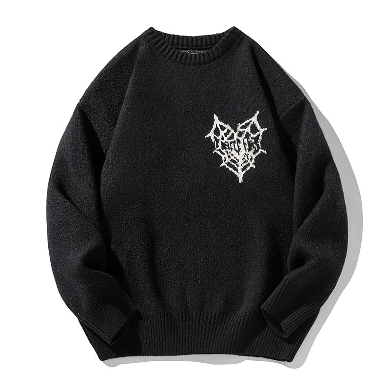 Unisex Oversize Strickpullover mit Logointarsie, Rundhals und gerippten Bündchen Echo Archiv