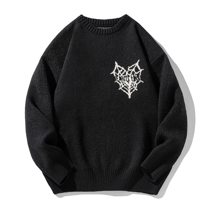 Unisex Oversize Strickpullover mit Logointarsie, Rundhals und gerippten Bündchen Echo Archiv