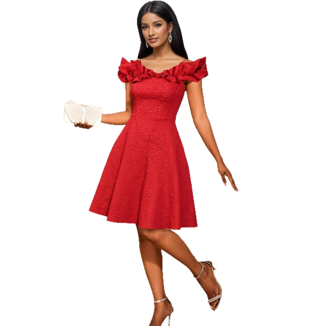 Damen Cocktailkleid mit voluminösen Rüschenärmel Echo Archiv