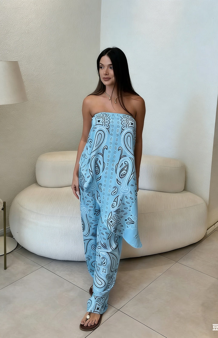 Damen lässiger Jumpsuit mit weitem Schnitt und stylischem Muster Echo Archiv