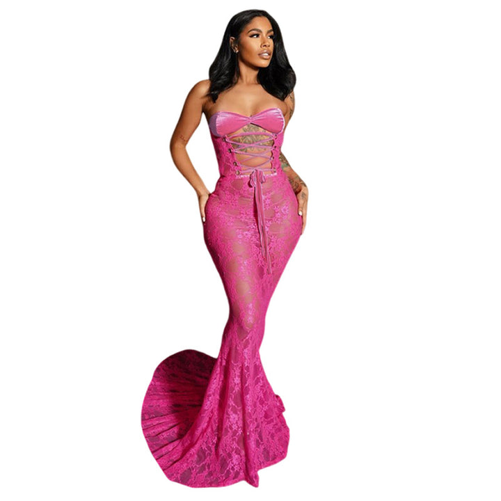 Damen Strapless Spitzenkleid mit raffinierter Schnürung Echo Archiv
