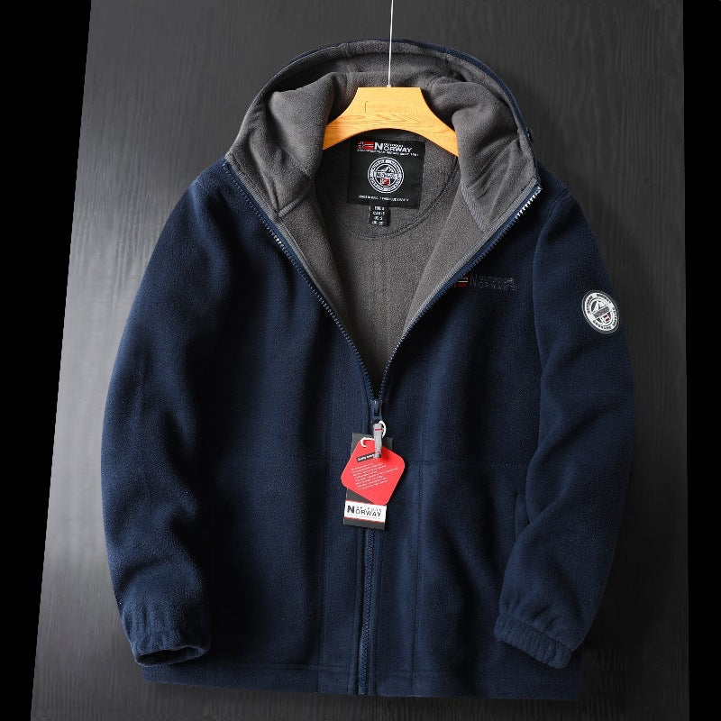 Damen Kapuzenfleecejacke im Outdoor‑Look mit doppellagiger Microfleece‑Innenlage, Reißverschluss und elastischen Bündchen – Auréline