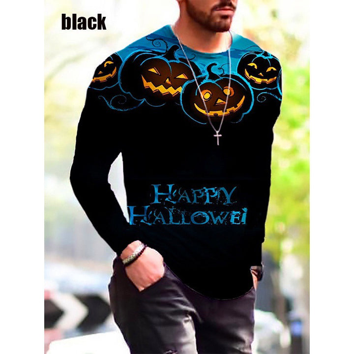 Herren Langarm-T-Shirt mit kreativem Halloween-Druck Echoarchiv