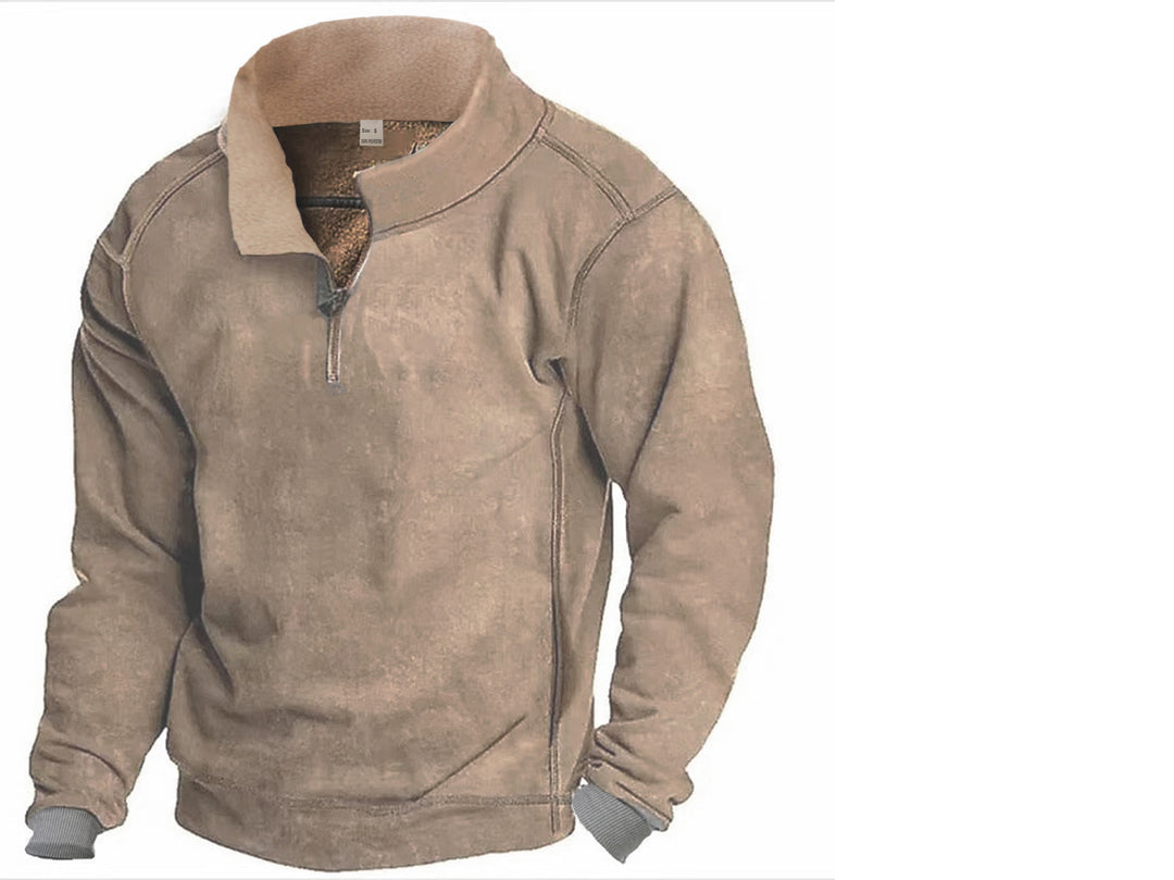 Herren Fleece-Pullover mit einem hochschließenden Kragen und praktischen Seitentaschen Echoarchiv