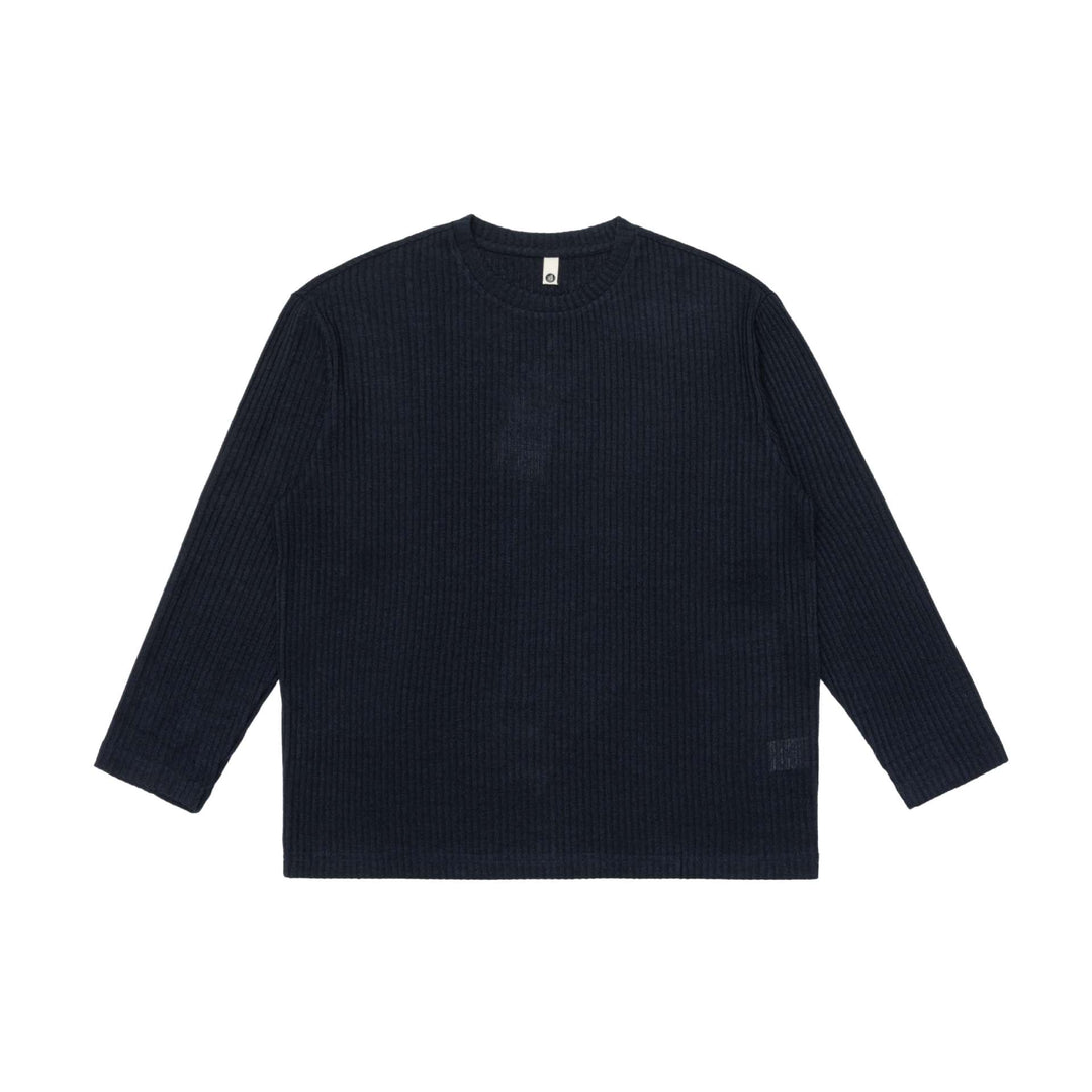 Unisex Gerippter Rundhalspullover aus feinem Strick mit Relaxed‑Fit Echoarchiv