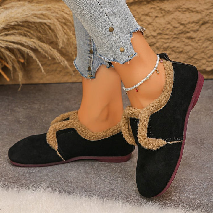 Damen Gefütterte Velours‑Slipper mit Teddybesatz und flexibler Gummisohle Echo Archiv