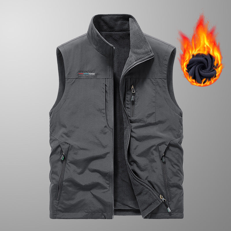 Herren gep adds thermalweste mit Fleece-Futter, winddichte Außenseite und mehreren mit Reißverschluss versehenen Taschen – Marzano
