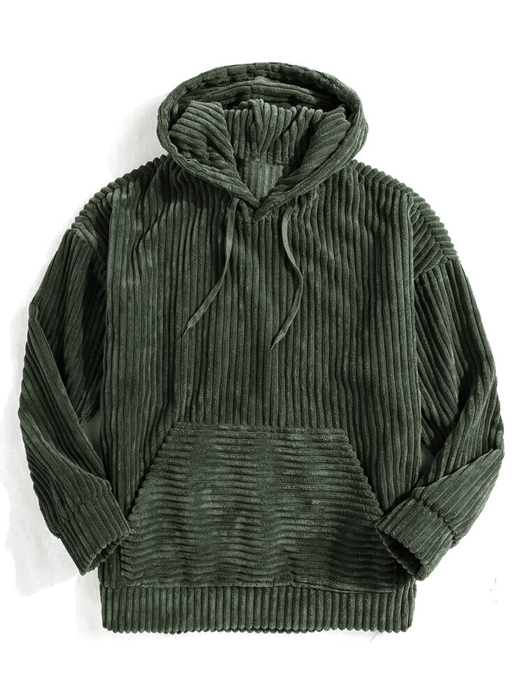 Unisex nan gerippter Samt-Hoodie mit Kapuze und Kängurutasche Echo Archiv