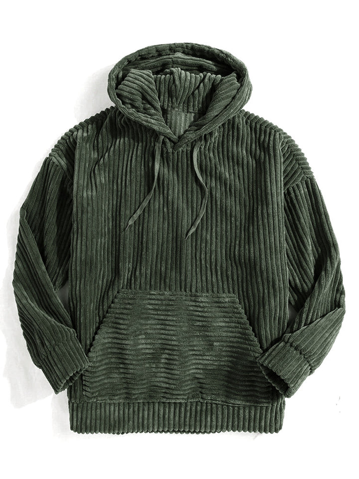 Unisex nan gerippter Samt-Hoodie mit Kapuze und Kängurutasche Echo Archiv