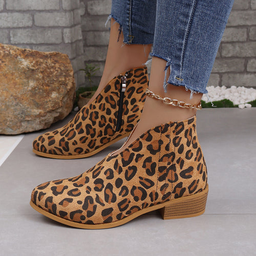 Damen nan V‑Ausschnitt Ankleboots aus Veloursoptik mit seitlichem Reißverschluss und niedriger Holzblocksohle Echo Archiv