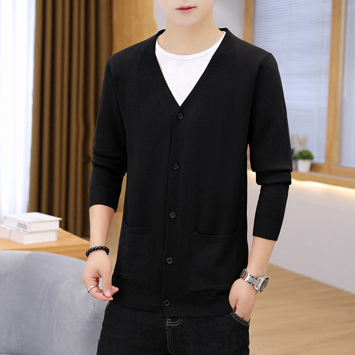 Herren eleganter leichter Strickcardigan mit Taschen Echoarchiv