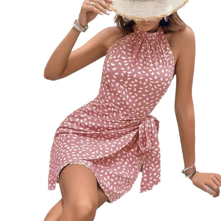 Damen Neckholder-Wickelkleid aus leichtem Satin mit Bindegürtel Echo Archiv