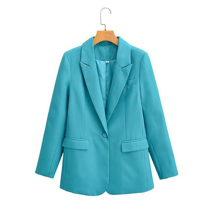 Damen Oversize-Blazer mit fallendem Revers Ein-Knopf-Verschluss und Pattentaschen Echo Archiv