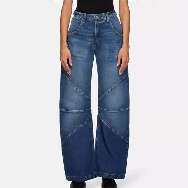 Damen breite Jeans mit einzigartigem Nahtdesign im angesagten Stil Echo Archiv