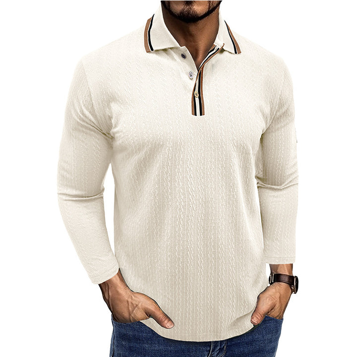 Herren Langarm Polohemd mit strukturiertem Design und modischen Akzenten Echoarchiv